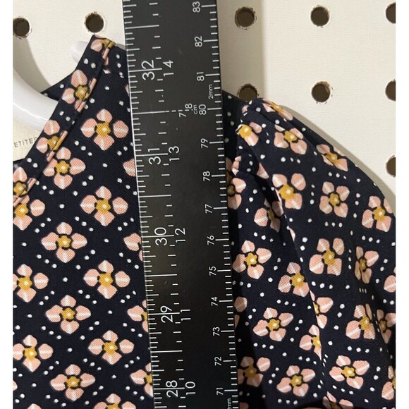 Loft Petites Mosaic Shift Dress LS Tie Belt XXSP Black Pink Yellow  Office - Picture 13 of 15